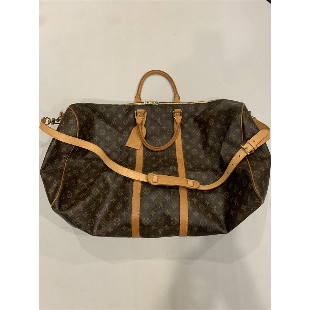 Louis Vuitton Brown Coated Canvas Keepall 60 Travel Duffle Bag FL0060
